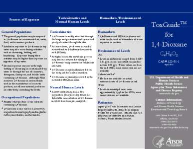   Sources of Exposure Toxicokinetics and Normal Human Levels