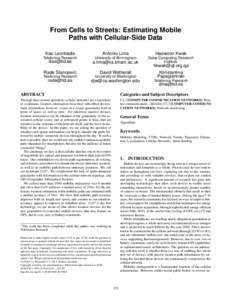 From Cells to Streets: Estimating Mobile Paths with Cellular-Side Data Ilias Leontiadis Telefonica Research