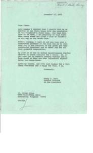Letter from Harry S. Dent to James Abbee Re: Concluding his White House service, December 12, 1972