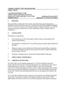 D98-22 Decision plus Addendum: Canadian 88 Energy - Well Licences LSD[removed]W5M and LSD[removed]W5M, Ferrier Field