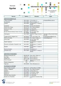 Municipio  Información de Servicios Municipales Águilas Fecha Actualización