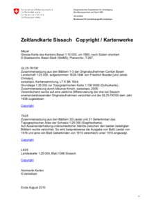 Eidgenössisches Departement für Verteidigung, Bevölkerungsschutz und Sport VBS armasuisse Bundesamt für Landestopografie swisstopo  Zeitlandkarte Sissach Copyright / Kartenwerke