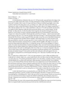 Southern Campaign American Revolution Pension Statements & Rosters Pension Application of Josiah Dickson S16765 Transcribed and annotated by C. Leon Harris State of Missouri } Ss County of Cooper } On this [blank] day of