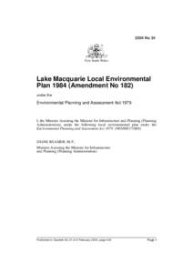 2004 No 34  New South Wales Lake Macquarie Local Environmental Plan[removed]Amendment No 182)