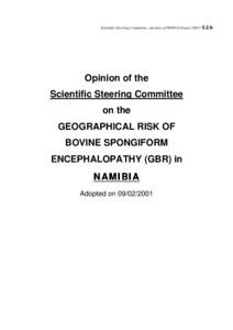 Scientific Steering Committee, meeting of[removed]February[removed]b  Opinion of the Scientific Steering Committee on the GEOGRAPHICAL RISK OF