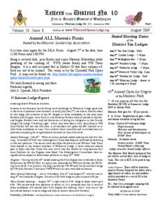 Letters from District No. 10 Free & Accepted Masons of Washington Published by: Whatcom Volume 10 - Issue 8
