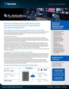 FlavourSys Solution Brief  Qumulo and FlavourSys Benefits for Media & Entertainment