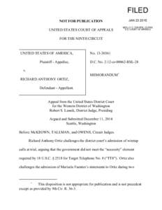 FILED NOT FOR PUBLICATION UNITED STATES COURT OF APPEALS JAN[removed]MOLLY C. DWYER, CLERK