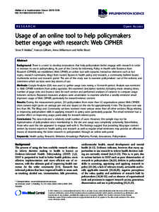 Usage of an online tool to help policymakers better engage with research: Web CIPHER