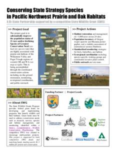 Conserving State Strategy Species in Pacific Northwest Prairie and Oak Habitats A Bi-State Partnership supported by a competitive State Wildlife Grant (SWG) >> Project Goal  >> Project Actions