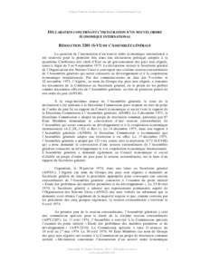 Declaration on the Establishment of a New International Economic Order (General Assembly resolution[removed]S-VI) - Procedural History - French