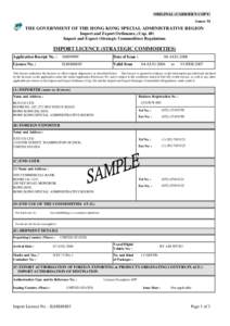 IMPORT LICENCE Form 3	ORIGINAL