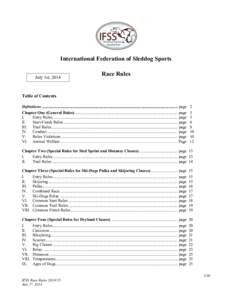 International Federation of Sleddog Sports July 1st, 2014 Race Rules  Table of Contents