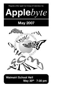 Magazine of the Apple User Group of Canterbury Inc.  Applebyte May[removed]Waimairi School Hall