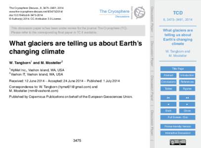 This discussion paper is/has been under review for the journal The Cryosphere (TC). Please refer to the corresponding final paper in TC if available. Discussion Paper  The Cryosphere Discuss., 8, 3475–3491, 2014