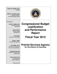 FY 2013 Pretrial Services Agency Congressional Budget Justification and Performance Report