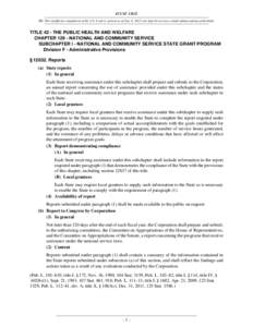 42 USC[removed]NB: This unofficial compilation of the U.S. Code is current as of Jan. 4, 2012 (see http://www.law.cornell.edu/uscode/uscprint.html). TITLE 42 - THE PUBLIC HEALTH AND WELFARE CHAPTER[removed]NATIONAL AND COMMU