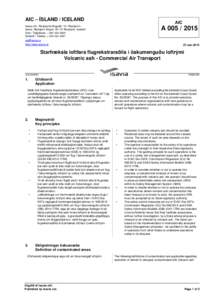 AIC – ÍSLAND / ICELAND  AIC Isavia ohf., Reykjavíkurflugvelli, 101 Reykjavík / Isavia, Reykjavik Airport, IS-101 Reykjavik, Iceland