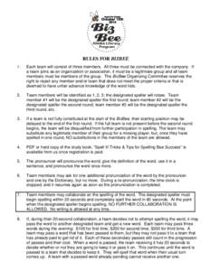 Dena’ina Center  October 10th[removed]RULES FOR BIZBEE