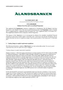 SUPPLEMENT 3 DATED  ÅLANDSBANKEN ABP (incorporated with limited liability in the Republic of Finland)  EUR 2,000,000,000