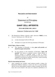 Instrument No.72 of[removed]Revocation and Determination of  Statement of Principles