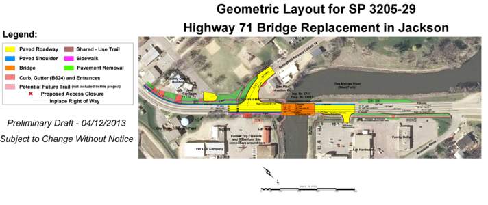 Geometric Layout for SP[removed]Riverside Elementary School Highway 71 Bridge Replacement in Jackson