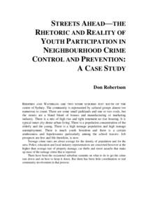 Streets ahead : the rhetoric and reality of youth participation in neighbourhood crime control and prevention : a case study