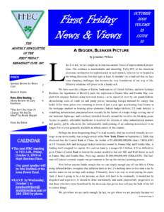 First Friday News & Views THE MONTHLY NEWSLETTER