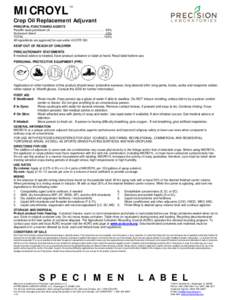 MICROYL  TM Crop Oil Replacement Adjuvant PRINCIPAL FUNCTIONING AGENTS