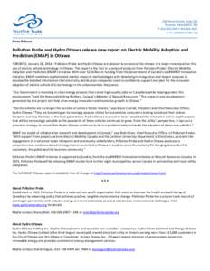 150 Ferrand Drive, Suite 208 Toronto, Ontario M3C 3E5 T[removed]F[removed]www.pollutionprobe.org  News Release