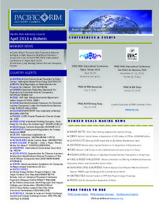 P A CIFIC RIM A D VIS ORY CO UNCIL  Pacific Rim Advisory Council April 2014 e-Bulletin