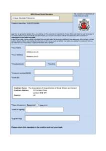 SEPA Direct Debit Mandate Unique Mandate Reference: The Association of Anaesthetists of Great Britain and Ireland