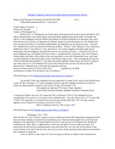 Southern Campaign American Revolution Pension Statements & Rosters Bounty Land Warrant of Nathaniel Gist BLWt1874-500 Transcribed and annotated by C. Leon Harris [VA]