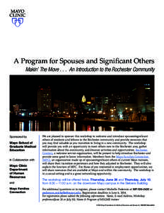 MSGME A Program for Spouses and Significant Others Makin The Move An Introduction to the Rochester Community - MC0437-86