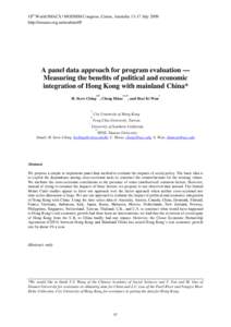 A panel data approach for program evaluation - Measuring the benefits of political and economic integration of Hong Kong with mainland China