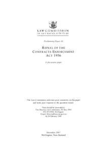 Repeal of the Contracts Enforcement Act 1956