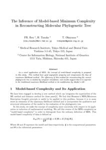 The Inference of Model-based Minimum Complexity in Reconstructing Molecular Phylogenetic Tree FR. Ren  1