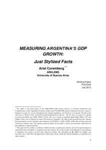 MEASURING ARGENTINA’S GDP GROWTH: Just Stylized Facts