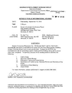 Insurance Recoupment Working Group Public Informational Hearing September[removed]