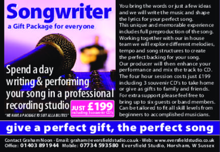 Songwriter a Gift Package for everyone