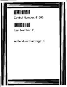 Control Number : [removed]Item Number : 2 Addendum StartPage : 0