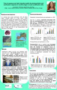 Time of exposure and light intensity modify the photosynthetic and calcification response of coralline algae to ocean acidification (OA) Laura Sordo*, Rui Santos, Isabel Barrote, João Silva CCMar – Centre of Marine Sc