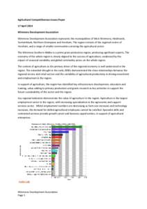 Agricultural Competitiveness Issues Paper 17 April 2014 Wimmera Development Association Wimmera Development Association represents the municipalities of West Wimmera, Hindmarsh, Yarriambiack, Northern Grampians and Horsh