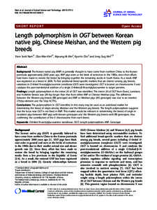 Length polymorphism in OGT between Korean native pig, Chinese Meishan, and the Western pig breeds
