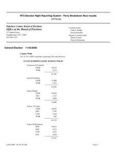 NTS Election Night Reporting System - Party Breakdown Race results OFFICIAL Dutchess County Board of Elections