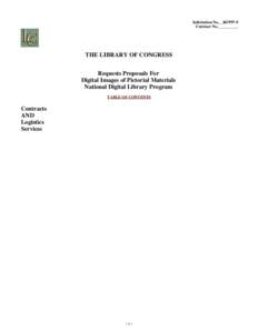 Solicitation No.__RFP97-9 Contract No.__________ THE LIBRARY OF CONGRESS Requests Proposals For Digital Images of Pictorial Materials