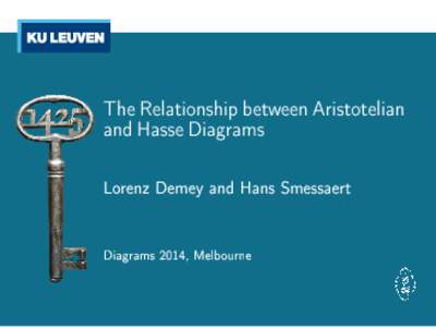 The Relationship between Aristotelian and Hasse Diagrams Lorenz Demey and Hans Smessaert Diagrams 2014, Melbourne