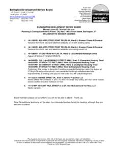 Burlington Development Review Board 149 Church Street, City Hall Burlington, VT[removed]www.burlingtonvt.gov/pz/DRB Telephone: ([removed]Fax