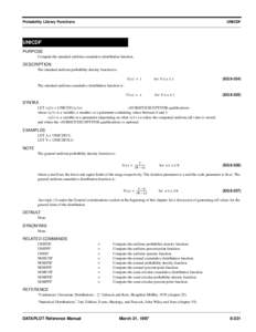 Probability Library Functions  UNICDF UNICDF PURPOSE