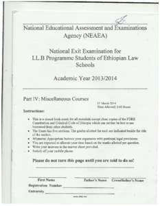 National Educational Assessment and  ~inations Agency (NEAEA) National Exit 